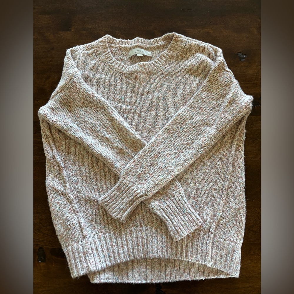LOFT Pink Marled Scoopneck Sweater